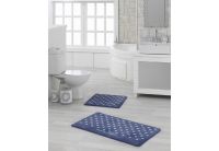 Набор ковриков для ванной Marie Claire. Lodi темно-синего цвета, 57х57 + 57х100 см