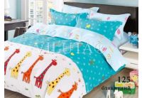 Постельное белье в детскую кроватку Viluta. 125 с жирафиком на голубом фоне