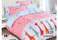 Постельное белье в детскую кроватку Viluta. 125 с жирафиком на розовом фоне