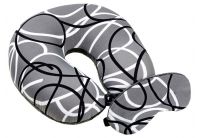 Дорожная подушка-рогалик с повязкой для глаз Home Line. Бело-розовые большие круги