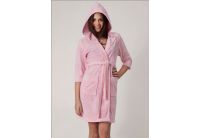 Nusa, халат женский велюровый, модель 8210 розового цвета