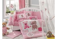 Постельное белье в детскую кроватку Hobby. Ponpon розового цвета