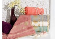 Бамбуковое махровое полотенце Arya. Papatya Cizgili, кремового цвета