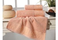 Махровое полотенце Arya. Жаккард с окантовкой Motif, персикового цвета