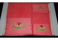 Arya, набор махровых полотенец  Belinda, красного цвета, 35х50+50х90+70х140