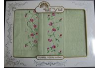 Arya, набор махровых полотенец  Bimbo зеленого цвета, 50х100+70х140