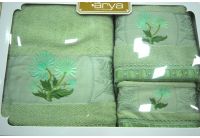 Arya, набор махровых полотенец  Caprice, зеленого цвета, 35х50+50х90+70х140