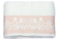 Махровое полотенце Arya. Жаккард с окантовкой Dilan, персикового цвета