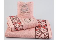 Arya, набор махровых полотенец  Doli, розового цвета, 35х50+50х90+70х140