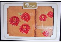 Arya, набор махровых полотенец  Dona, оранжевого цвета, 35х50+50х90+70х140
