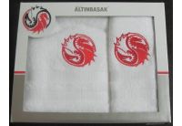 Набор махровых полотенец Altinbasak, белого цвета с вышивкой 50х90+70х130