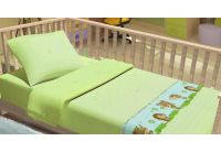Постельное белье в детскую кроватку Kidsdreams. Лесные звери зеленый