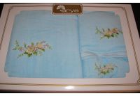 Arya, набор махровых полотенец  Flora, голубого цвета, 35х50+50х90+70х140