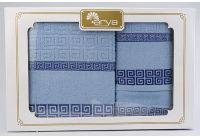 Arya, набор махровых полотенец Grek голубого цвета, 35х50+50х90+70х140