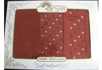 Arya, набор махровых полотенец  Ilare красного цвета, 50х100+70х140