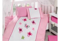 Постельное белье с вышивкой в детскую кроватку Cotton Box. Kelebek Pembe