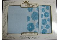 Arya, набор махровых полотенец  Manzo голубого цвета, 50х100+70х140
