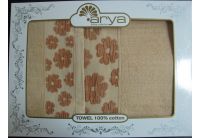 Arya, набор махровых полотенец  Manzo кофейного цвета, 50х100+70х140