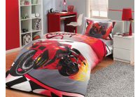 Детское постельное белье Hobby Sateen Deluxe. Moto Racing Kırmızı