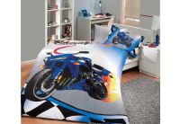 Детское постельное белье Hobby Sateen Deluxe. Moto Racing Mavi