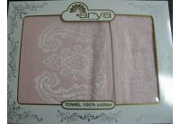 Arya, набор махровых полотенец  Pesca, розового цвета, 50х100+70х140