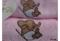 Набор из 2-х махровых полотенец Arya. Elephant розового цвета