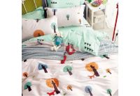 Постельное белье в детскую кроватку Viluta. 141 с лисичками на бежевом фоне