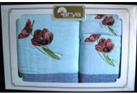 Arya, набор махровых полотенец  Rudo, голубого цвета, 35х50+50х90+70х140