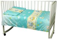 Постельное белье в детскую кроватку Руно. Бязь Малыш Мишки спят голубое