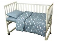 Постельное белье в детскую кроватку Руно. Бязь Малыш Мышка с сыром голубое