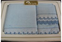 Arya, набор махровых полотенец  Sasso, голубого цвета, 35х50+50х90+70х140