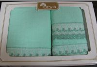 Arya, набор махровых полотенец  Sasso, зеленого цвета, 35х50+50х90+70х140