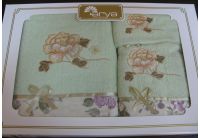 Arya, набор махровых полотенец  Solito, зеленого цвета, 35х50+50х90+70х140