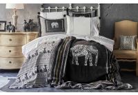 Набор постельное белье с покрывалом+плед Karaca Home. Onofre su yesil 2019