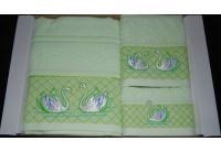 Arya, набор махровых полотенец  Swan, зеленого цвета, 35х50+50х90+70х140