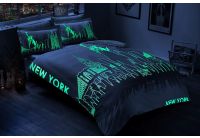 Светящееся постельное белье TAC. SATEN Glow NEW YORK GRI